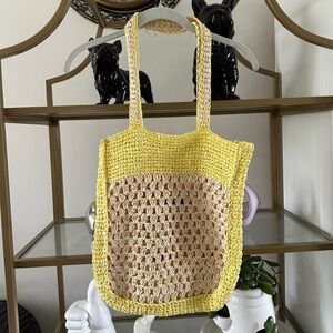 Zara yellow raffia tote bag